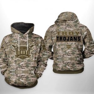 Troy Trojans NCAA Camo Veteran 3D Printed Hoodie/Zipper Hoodie