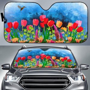 Tulips Hummingbird Car Auto Sun Shade