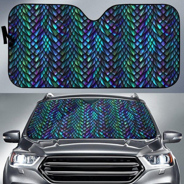 Turquoise Dragon Scales Car Auto Sun Shade