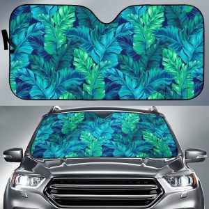 Turquoise Tropical Leaf Car Auto Sun Shade