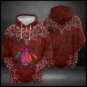 Turtle Red Mandala 3D Printed Hoodie/Zipper Hoodie