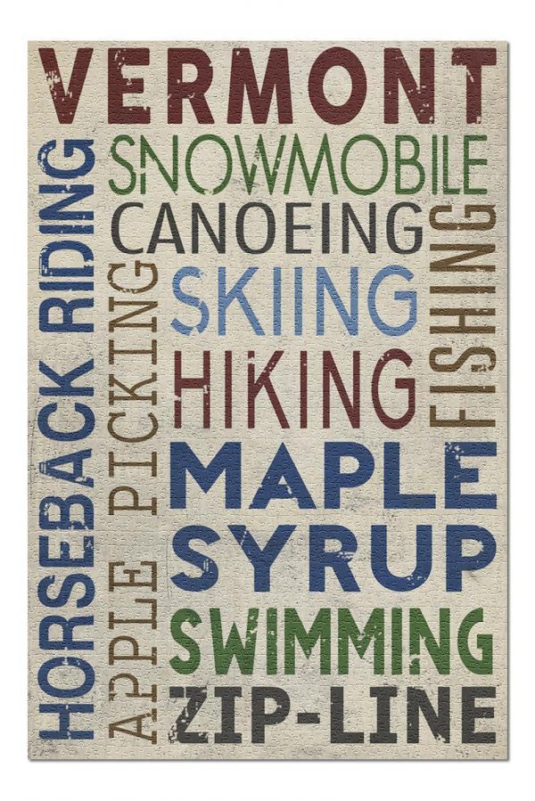 Typography, Vermont Jigsaw Puzzle Set