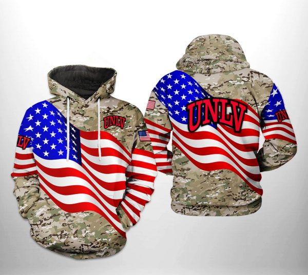 UNLV Rebels NCAA US Flag Camo Veteran 3D Printed Hoodie/Zipper Hoodie