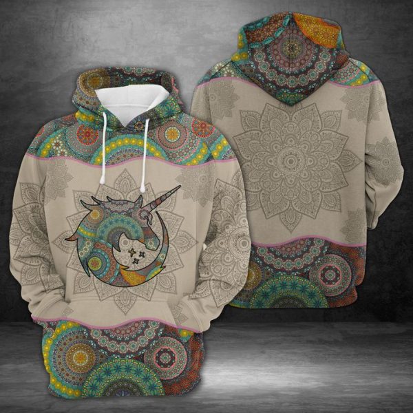 Unicorn Mandala 3D Printed Hoodie/Zipper Hoodie