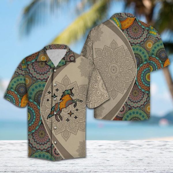 Unicorn Mandala Hawaiian Shirt Summer Button Up