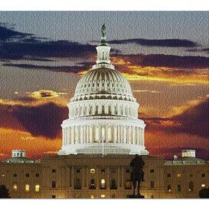 United States Capitol Building At Sunset Jigsaw Puzzle Set