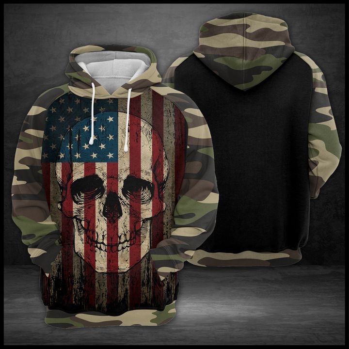 Us Flag Skull 3D Printed Hoodie/Zipper Hoodie