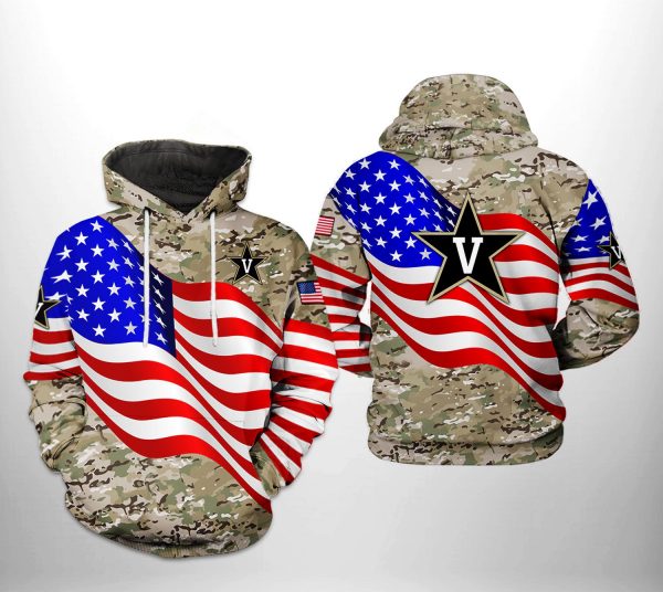 Vanderbilt Commodores NCAA US Flag Camo Veteran 3D Printed Hoodie/Zipper Hoodie