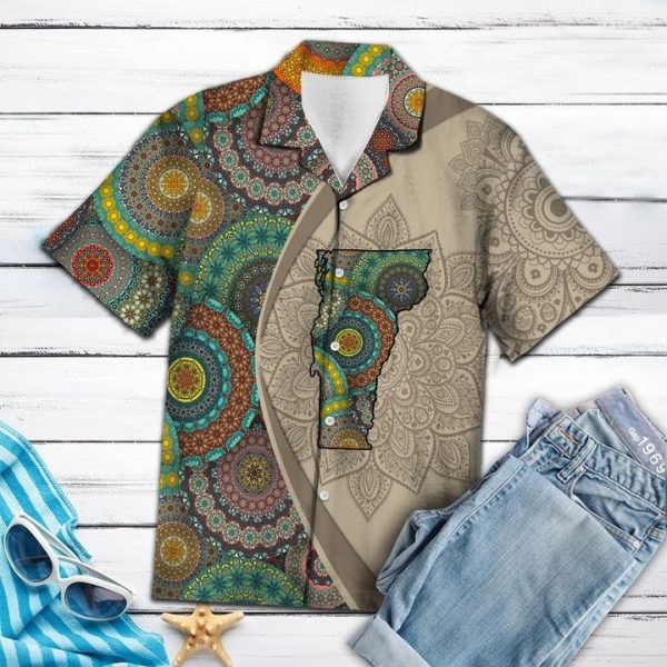 Vermont Mandala Hawaiian Shirt Summer Button Up