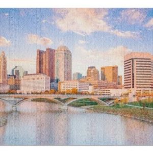 View Of Columbus Skyline At Sunset Jigsaw Puzzle Set