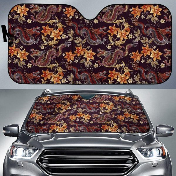 Vintage Dragon Flower Car Auto Sun Shade