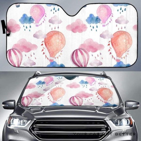 Watercolor Air Balloon Cloud Pattern Car Auto Sun Shade