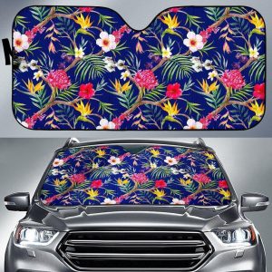 Watercolor Tropical Flower Car Auto Sun Shade