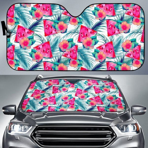 Watermelon Teal Hawaiian Car Auto Sun Shade