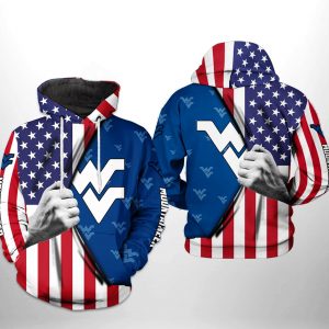 West Virginia Mountaineer NCAA US Flag 3D Printed Hoodie/Zipper Hoodie