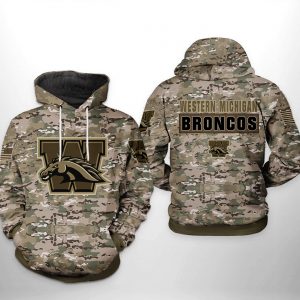 Western Michigan Broncos NCAA Camo Veteran 3D Printed Hoodie/Zipper Hoodie