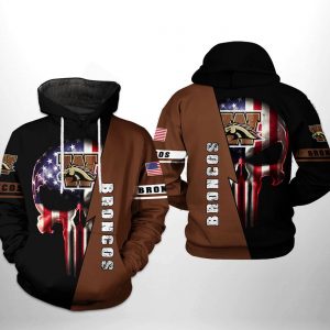 Western Michigan Broncos NCAA US Flag Skull 3D Printed Hoodie/Zipper Hoodie