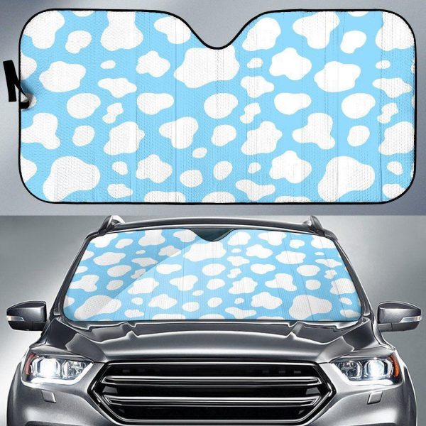 White And Blue Cow Car Auto Sun Shade