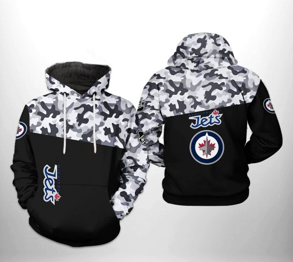 Winnipeg Jets NHL Camo Veteran 3D Printed Hoodie/Zipper Hoodie