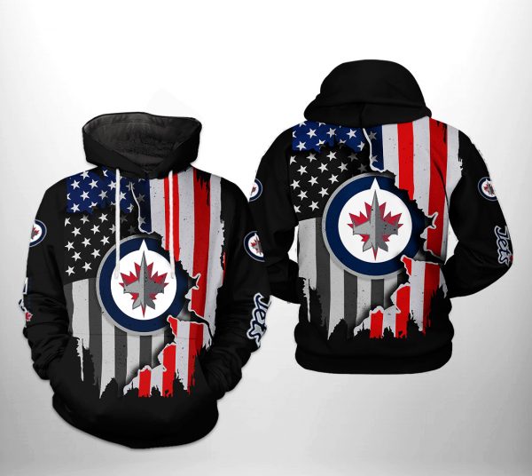 Winnipeg Jets NHL US FLag Team 3D Printed Hoodie/Zipper Hoodie