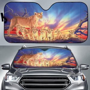 With Lion Family Car Auto Sun Shade