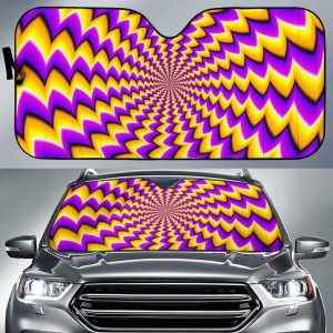 Yellow Dizzy Moving Optical Illusion Car Auto Sun Shade