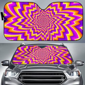 Yellow Expansion Moving Optical Illusion Car Auto Sun Shade