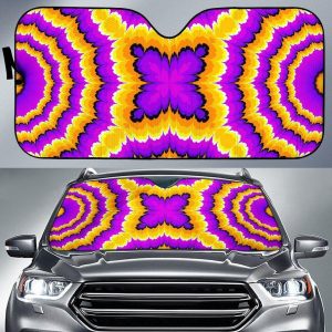 Yellow Explosion Moving Optical Illusion Car Auto Sun Shade