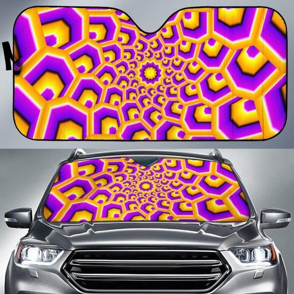 Yellow Hive Moving Optical Illusion Car Auto Sun Shade