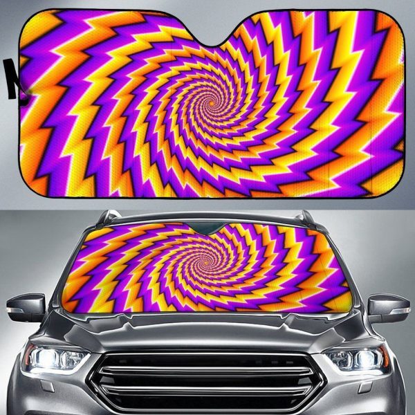 Yellow Twisted Moving Optical Illusion Car Auto Sun Shade