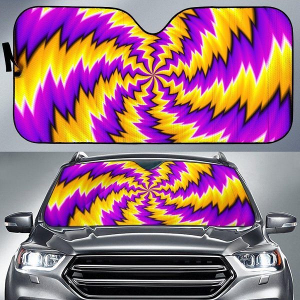 Yellow Vortex Moving Optical Illusion Car Auto Sun Shade