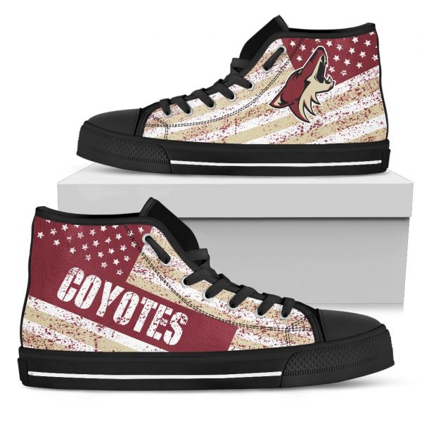 America Flag Italic Vintage Style Arizona Coyotes High Top Shoes