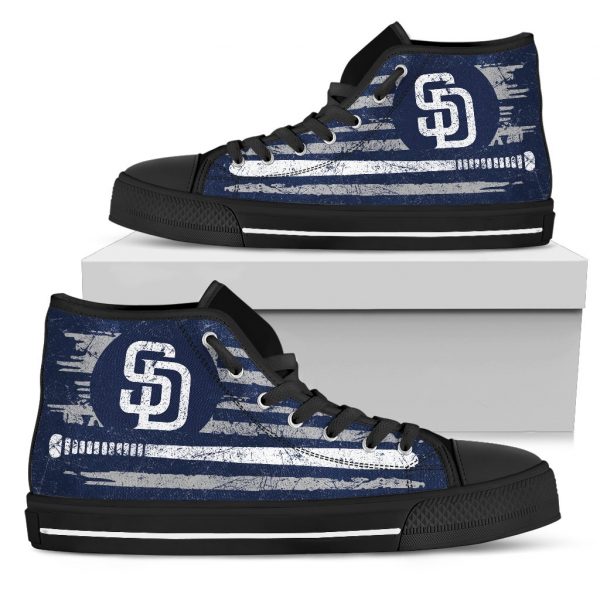 American Flag Vintage Baseball San Diego Padres High Top Shoes