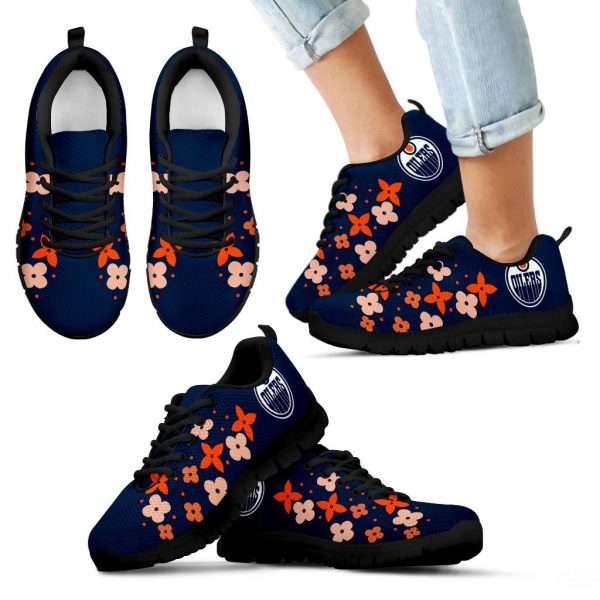 Flowers Pattern Edmonton Oilers Sneakers