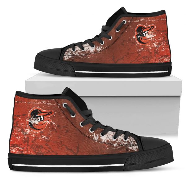 Grunge Vintage Logo Baltimore Orioles High Top Shoes