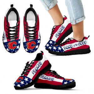 Proud Of American Flag Three Line Calgary Flames Sneakers