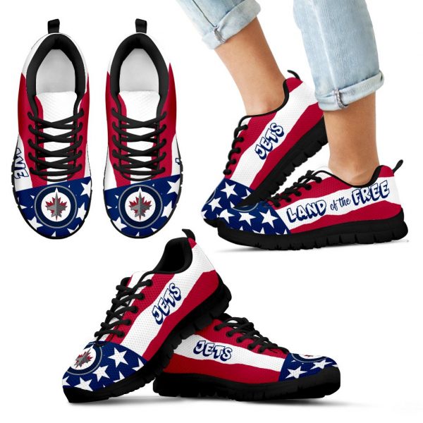 Proud Of American Flag Three Line Winnipeg Jets Sneakers