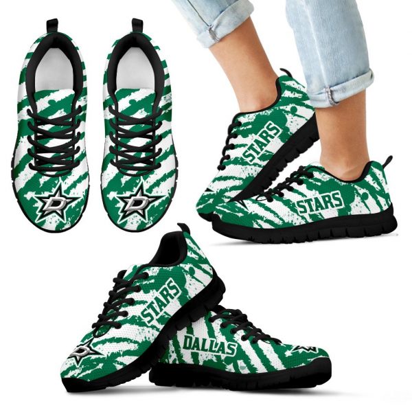 Stripes Pattern Print Dallas Stars Sneakers V3