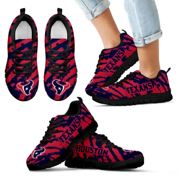 Stripes Pattern Print Houston Texans Sneakers V3