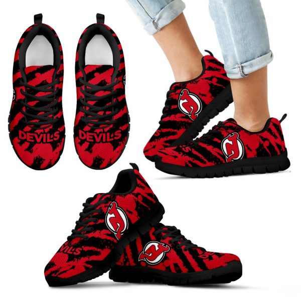 Stripes Pattern Print New Jersey Devils Sneakers