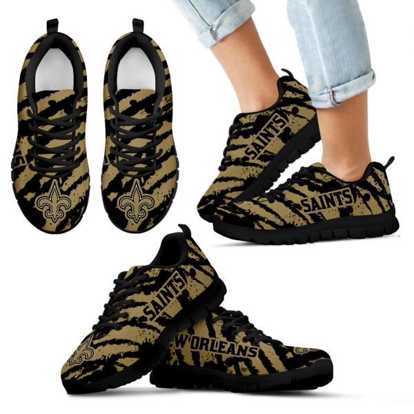 Stripes Pattern Print New Orleans Saints Sneakers V3