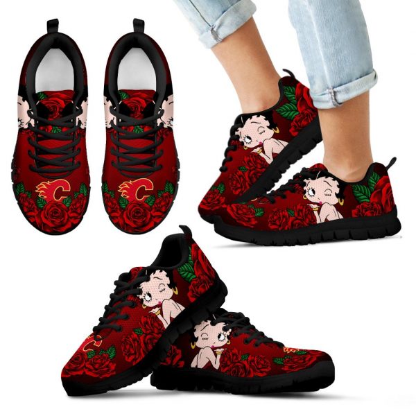 Sweet Rose With Betty Boobs For Calgary Flames Sneakers