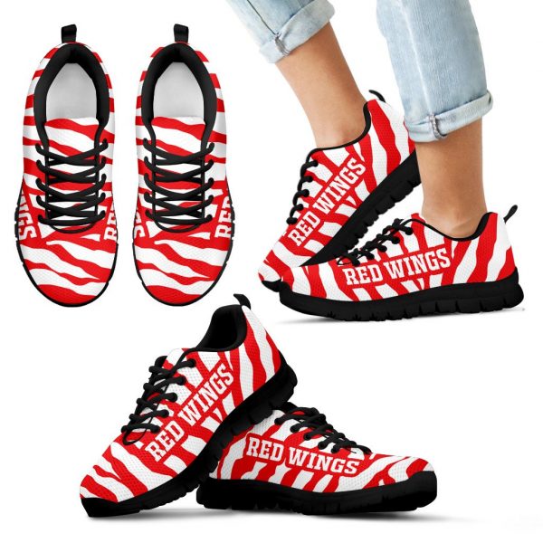 Tiger Skin Stripes Pattern Print Detroit Red Wings Sneakers