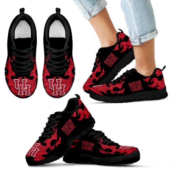 Tribal Flames Pattern Houston Cougars Sneakers