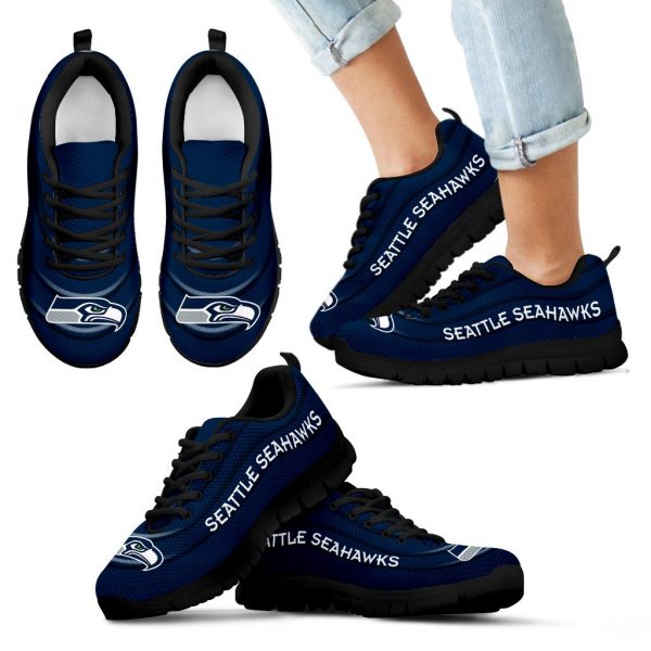 Wave Red Floating Pattern Seattle Seahawks Sneakers