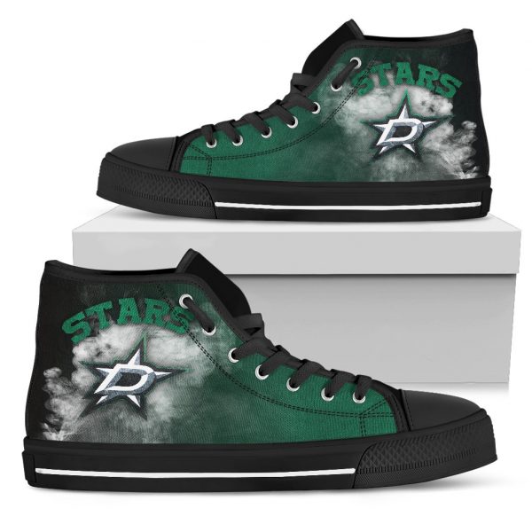 White Smoke Vintage Dallas Stars High Top Shoes