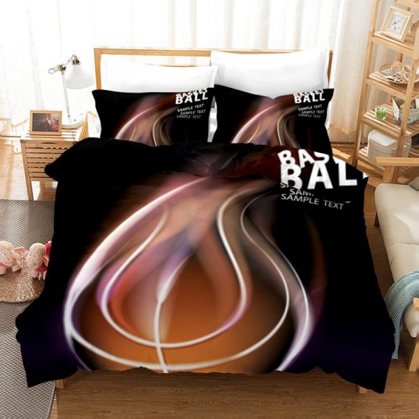 Basketball Sample Text Duvet Cover and Pillowcase Set Bedding Set