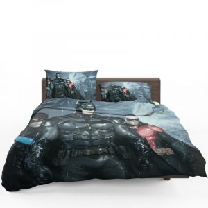 Batman And Robin Arkham Night Video Game Duvet Cover and Pillowcase Set Bedding Set