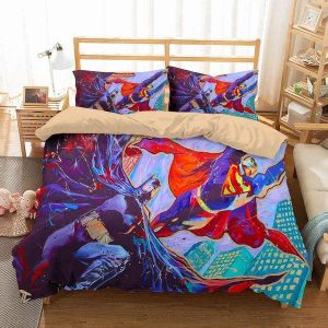 Batman Superman Duvet Cover and Pillowcase Set Bedding Set