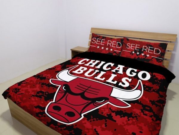 Chicago Bulls Duvet Cover and Pillowcase Set Bedding Set 104